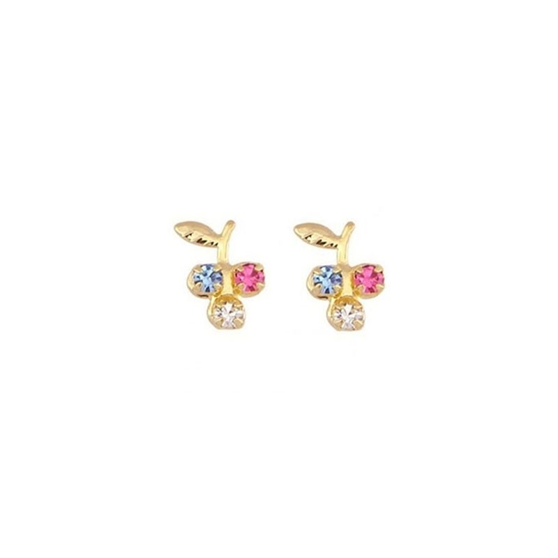BRINCO CACHINHO DE UVA COM PEDRINHAS SEMIJOIA BANHADO A OURO 18k