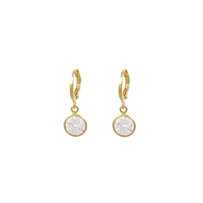 BRINCO ARGOLINHA COM PONTO DE LUZ SEMIJOIA  BANHADO A OURO 18K