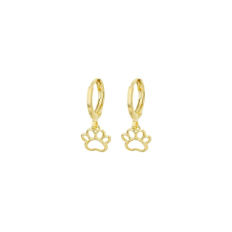 BRINCO ARGOLINHA COM PATINHA DE CACHORRO BANHADA A OURO 18K SEMIJOIA