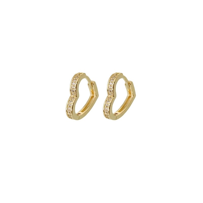 BRINCO ARGOLINHA DE CORAÇÃO CRAVEJADA COM ZIRCÔNIA SEMIJOIA  BANHADO A OURO 18K