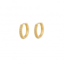 BRINCO ARGOLA CRAVEJADA PEQUENA COM ZIRCONIA SEMIJOIA BANHADA A OURO 18K