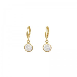BRINCO ARGOLINHA COM PONTO DE LUZ SEMIJOIA  BANHADO A OURO 18K