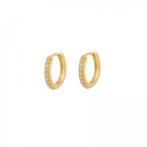 BRINCO ARGOLA CRAVEJADA PEQUENA COM ZIRCONIA SEMIJOIA BANHADA A OURO 18K