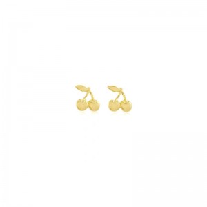 BRINCO INFANTIL CEREJINHA SEMIJOIA BANHADA OURO 18K