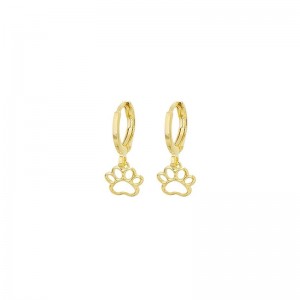 BRINCO ARGOLINHA COM PATINHA DE CACHORRO BANHADA A OURO 18K SEMIJOIA