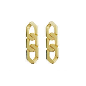 BRINCO DE ELOS ESTILO CORRENTE  BANHADO A OURO 18K SEMIJOIA